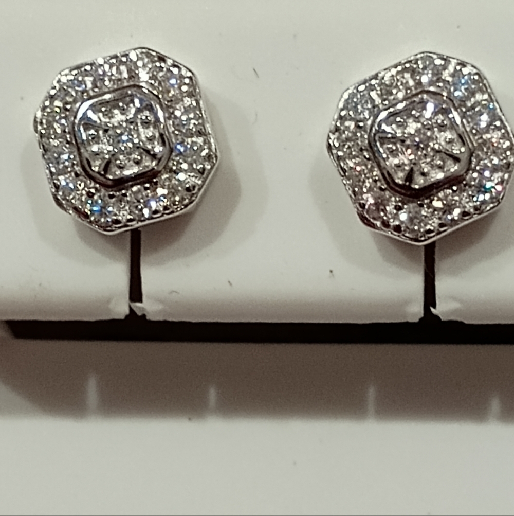 Elegant Moissanite Sterling Silver Stud Earrings